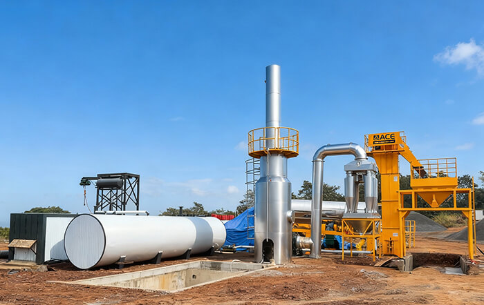 Centrale d'enrobage à tambour ACE DAP60 de 60 t/h pour la construction routière au Malawi