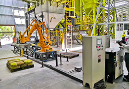 ensacheuse automatique et palettiseur sur usine de mortier sec