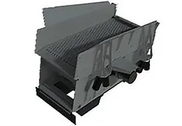 Alimentateur vibrant robuste pour ligne de concassage mobile.
